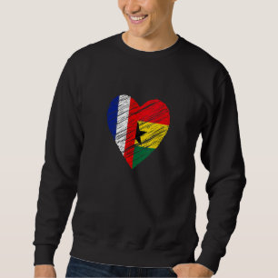 Ghana Frankrike Heart Fransk Flagga Ghanaian Flagg Lång Ärmad Tröja