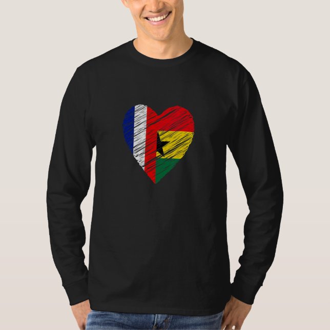 Ghana Frankrike Heart Fransk Flagga Ghanaian Flagg T Shirt (Framsida)