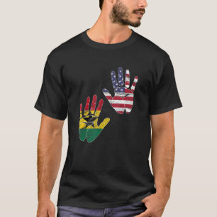 Ghana Ghanaian America American Flagga Hand Mixed T Shirt