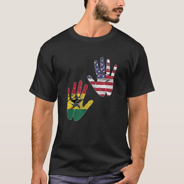 Ghana Ghanaian America American Flagga Hand Mixed T Shirt (Framsida)