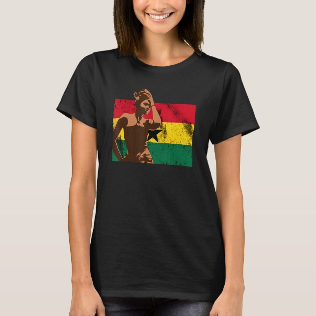 Ghana Ghanaian Väster Afrika Proud Princess Queen  T Shirt (Framsida)