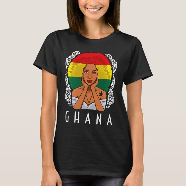 Ghana Girl Ghanaian Flag Merchandise T Shirt (Framsida)