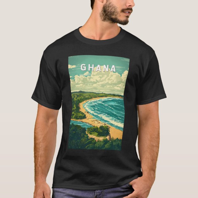 Ghana Illustration Travel Art Vintage T Shirt (Framsida)