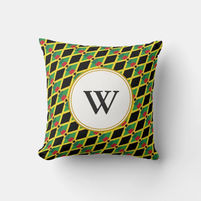GHANA JAMAICA Dual Heritage Blsed Monogram Kudde (Framsida)
