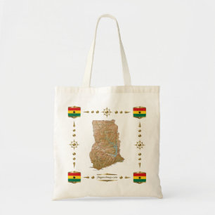 Ghana Karta + Flaggor Tygkasse