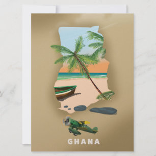 Ghana karta illustrerad reseaffisch. inbjudningar