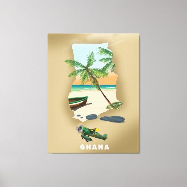 Ghana karta illustrerad reseposter. canvastryck (Framsida)