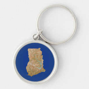 Ghana karta Keychain Rund Silverfärgad Nyckelring