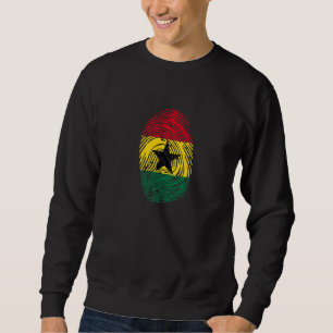 Ghana Land Flag Fingeravtryck DNA Lång Ärmad Tröja