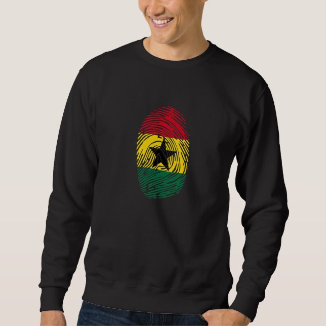 Ghana Land Flag Fingeravtryck DNA   Lång Ärmad Tröja (Framsida)