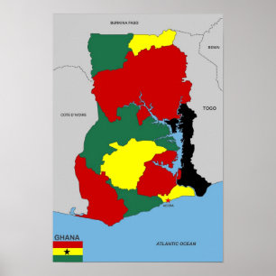 ghana land karta flagga poster