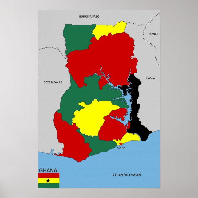 ghana land karta flagga poster (Framsidan)