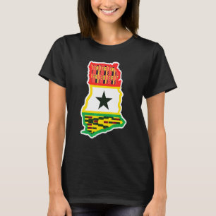Ghana Land Karta Patriotic Flagga för Ghanaian T Shirt
