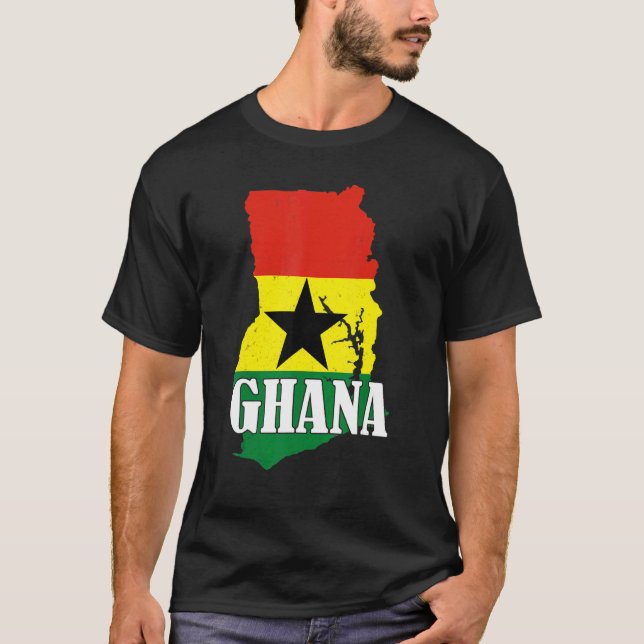 Ghana Map Ghanaian Flag Pride T Shirt (Framsida)