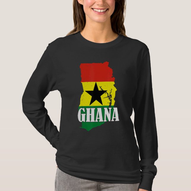 Ghana Map Ghanaian Flag Pride T Shirt (Framsida)