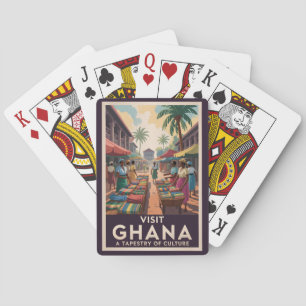 Ghana Market Illustration Travel Art Vintage Casinokort