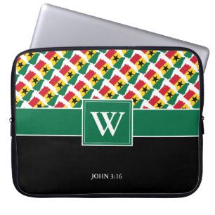 GHANA Monogram Christian GRÖNT bärbar dator Laptop Fodral