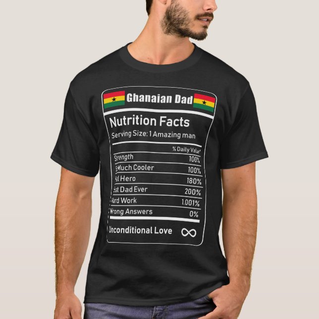 Ghana Pappa Nutrition Facts Fars dag Gift Pappa T Shirt (Framsida)