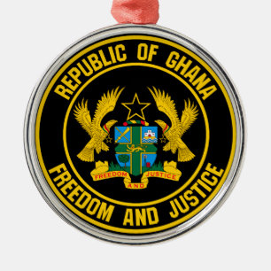 Ghana Round Emblem Julgransprydnad Metall