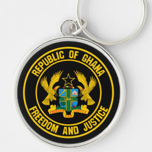 Ghana Round Emblem Rund Silverfärgad Nyckelring