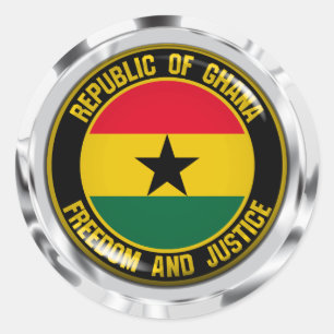 Ghana Round Emblem Runt Klistermärke