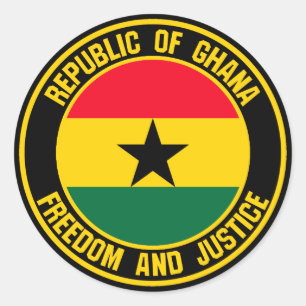Ghana Round Emblem Runt Klistermärke