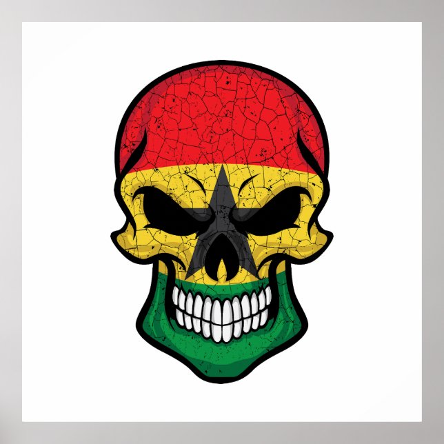 Ghana Smiling Skull Flagga Poster (Framsidan)