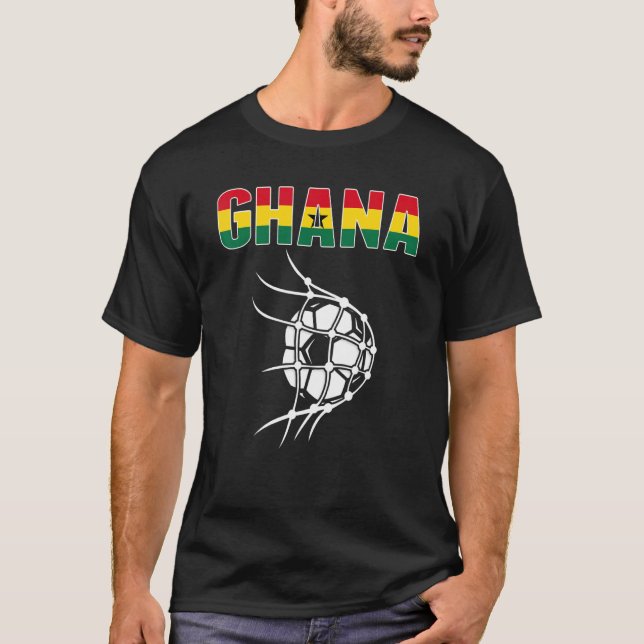 Ghana Soccer Ball in Net Goal Support Ghanian Foot T Shirt (Framsida)