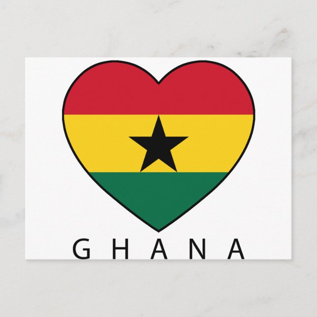 Ghana Soccer Heart ’GHANA’-Herz Vykort (Framsida)