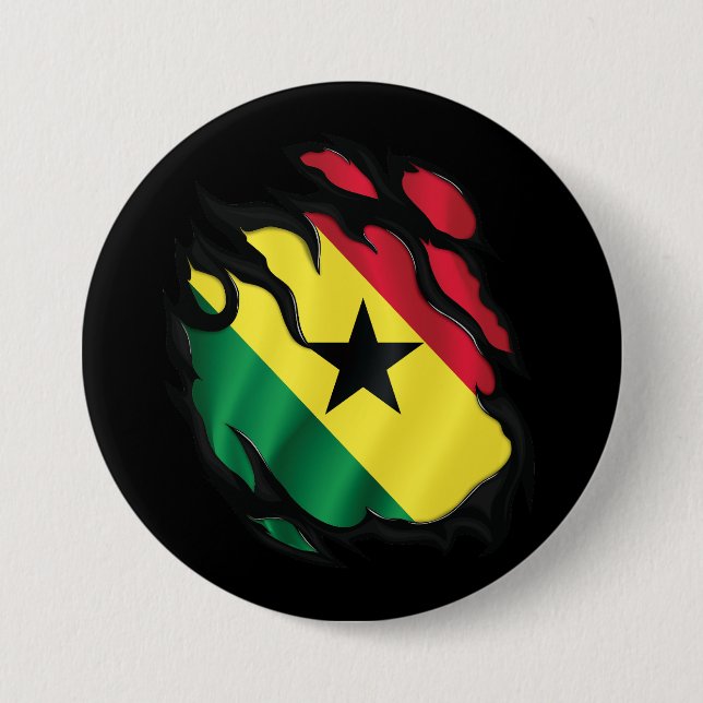 Ghana Sönderriven Flagga Knapp (Framsida)