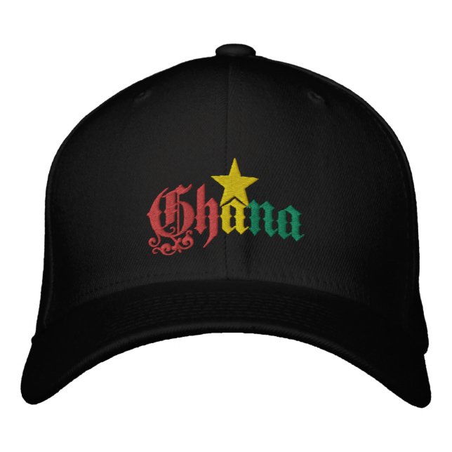 Ghana Star-flagga av Ghana Ghanian Broderad Keps (Framsida)
