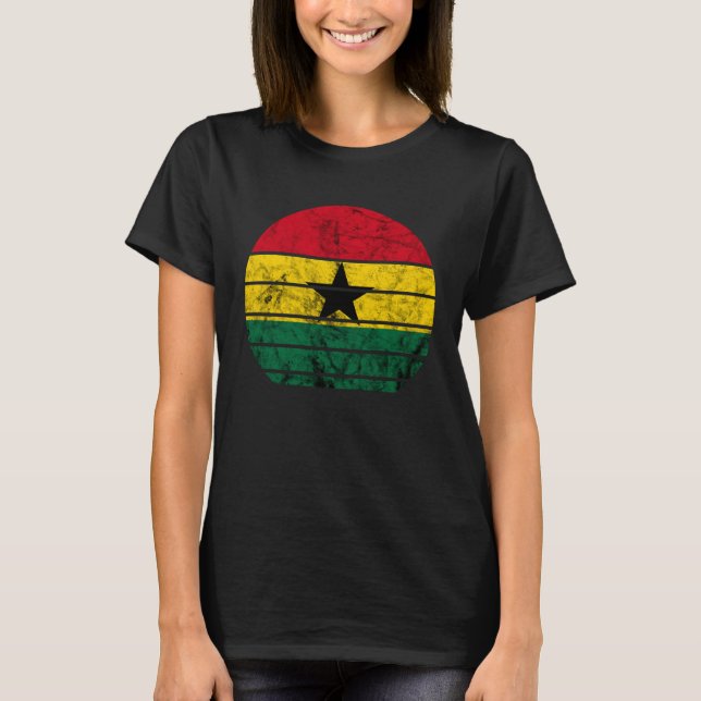 Ghana Sunset Ghanaian Flag African Roots Africa T Shirt (Framsida)