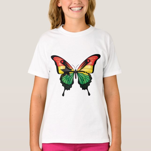 Ghana Swallowtail Butterfly Flagga Sticker T Shirt (Framsida)