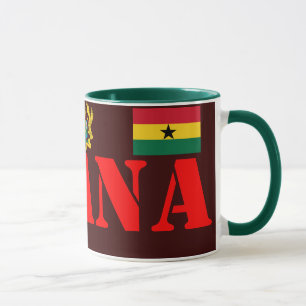 GHANA vapensköld och flaggakaffemugg Mugg