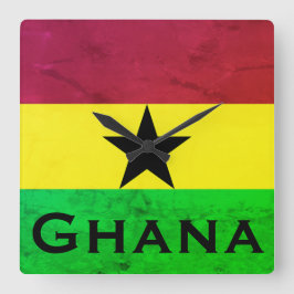 Ghana (Väster Afrika) Flagga Fyrkantig Klocka