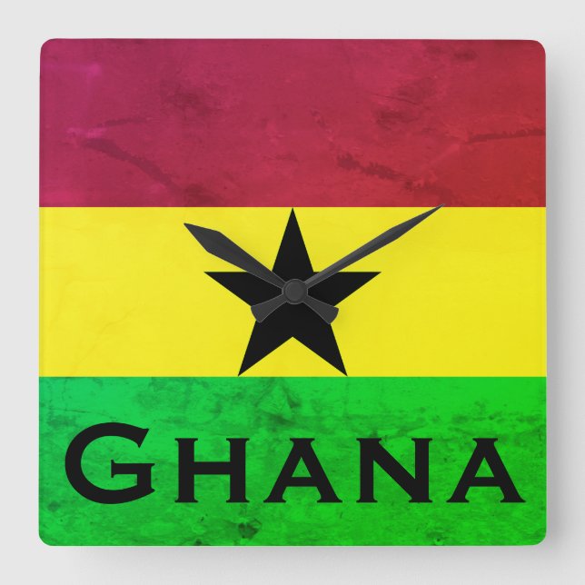 Ghana (Väster Afrika) Flagga Fyrkantig Klocka (Framsida)