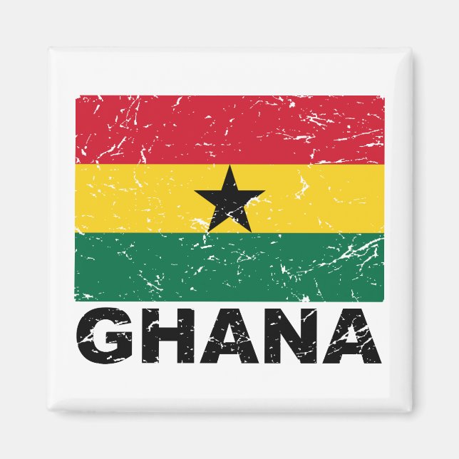 Ghana Vintage Flagga Magnet (Framsidan)