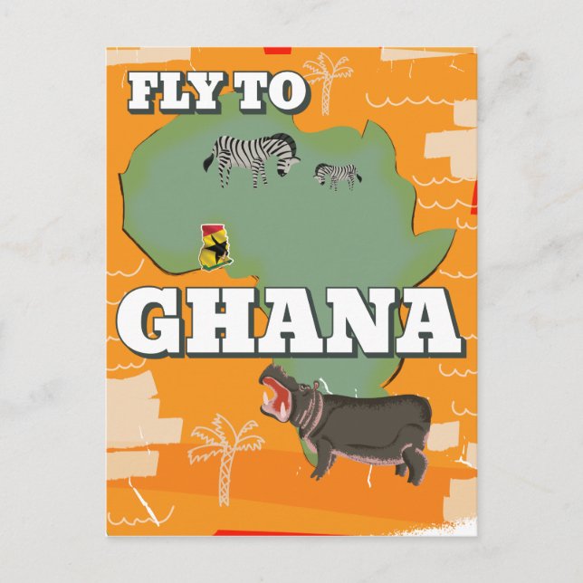 Ghana vintage resa poster vykort (Framsida)