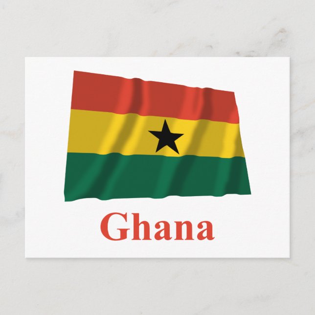 Ghana Wave Flagga med Namn Vykort (Framsida)