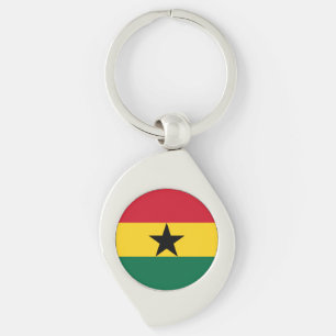 Ghanaflagga Swirl Silverfärgad Nyckelring