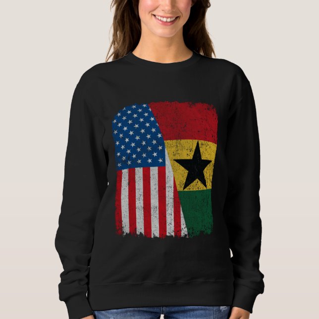 Ghanaian American Flag Half USA Ghana Root Proud T Shirt (Framsida)