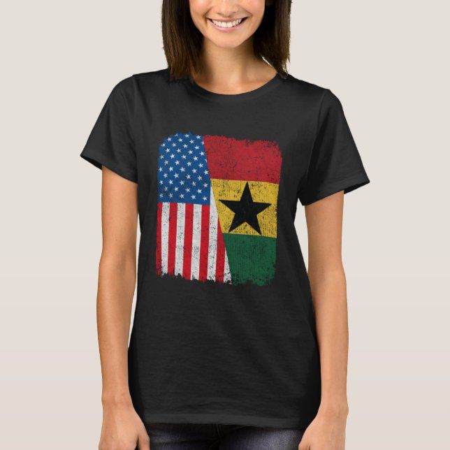 Ghanaian American Flag Half USA Ghana Root Proud T Shirt (Framsida)