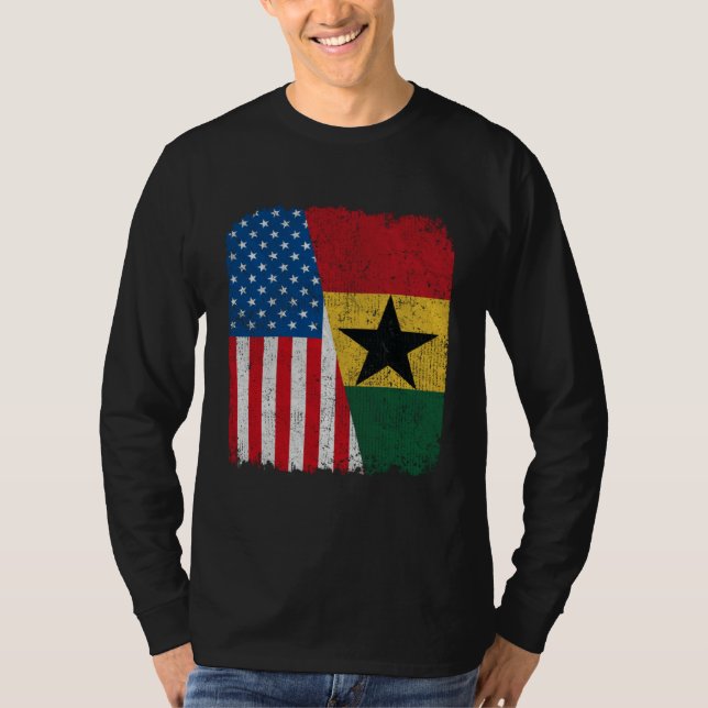 Ghanaian American Flag Half USA Ghana Root Proud T Shirt (Framsida)