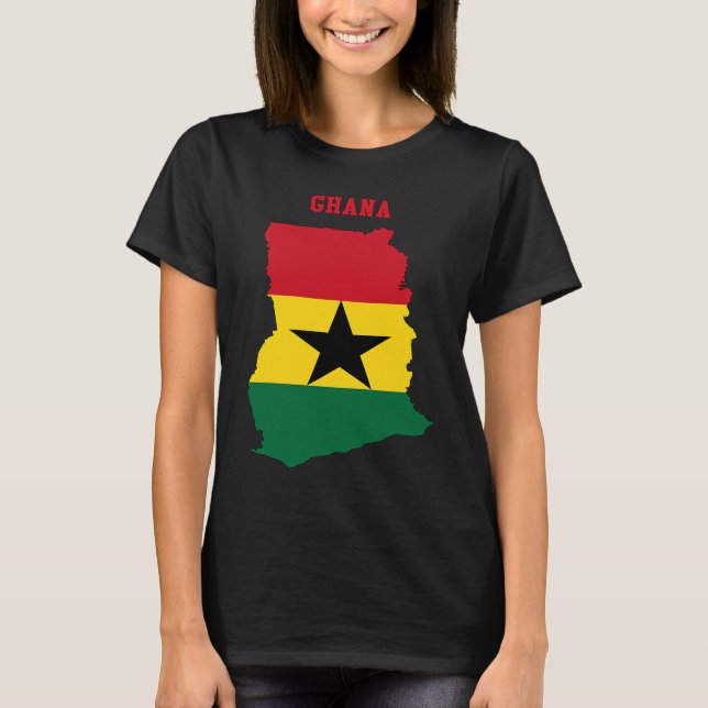 Ghanaian Flag inside Map of Ghana T Shirt (Framsida)