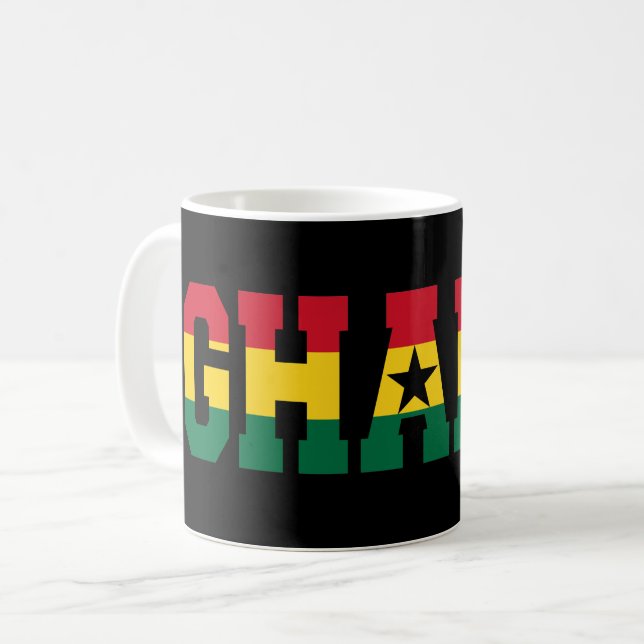 Ghanaian Flagga Varsity Kärlek Ghana Independence  Kaffemugg (Framsida vänster)