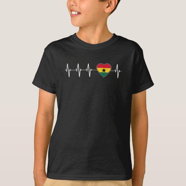Ghanaian Heartslag I Kärlek Ghana Flagga Pride T Shirt (Framsida)