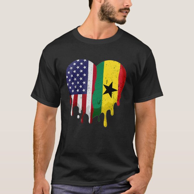 Ghanaian Heritage Month Ghana Flagga Heart T Shirt (Framsida)