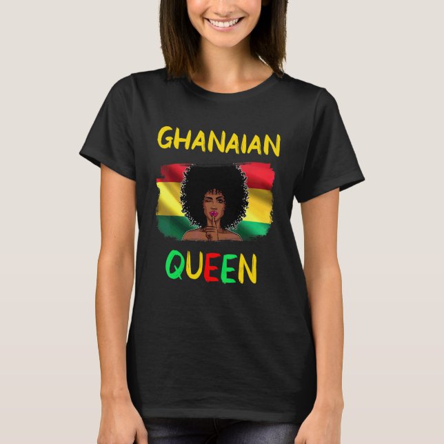 Ghanaian Queen Ghana Flagga Ghanaian Girl Pride T Shirt (Framsida)