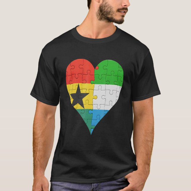 Ghanaian Sierra Leonean Flagga Heart T Shirt (Framsida)