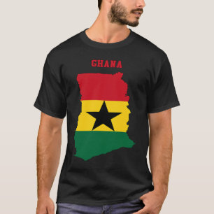 Ghananska Flagga i Karta i Ghana T Shirt